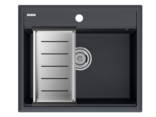 Кухонная мойка + коландер Paulmark PM115951-AN+A375-BS 59х51 цвет антрацит